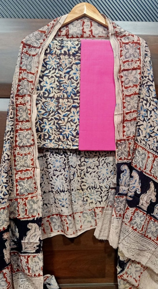 Handmade Pure Cotton Kalamkari Salwar Suits with South Cotton Dupatta - Leheriya.com Handmade Pure Cotton Kalamkari Salwar Suits with South Cotton Dupatta - Leheriya.com