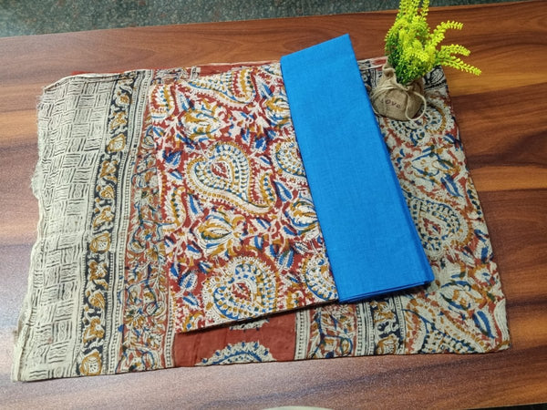Handmade Pure Cotton Kalamkari Salwar Suits with South Cotton Dupatta - Leheriya
