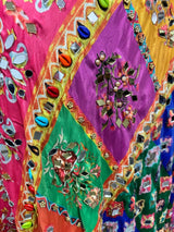 Heavy Chinon Pakistani Dupatta with Golden Border and Real Mirror Work - Design 10 - Leheriya