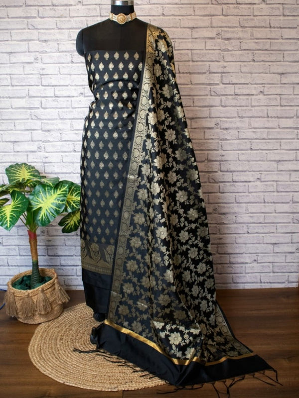 Katan Silk Banarasi Suit - Maharani - Leheriya