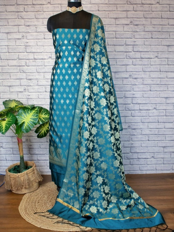 Katan Silk Banarasi Suit - Maharani - Leheriya