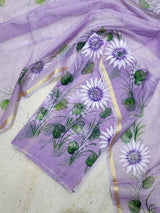 Hand Painted Kota Doria Salwar Suit | Faded Purple |