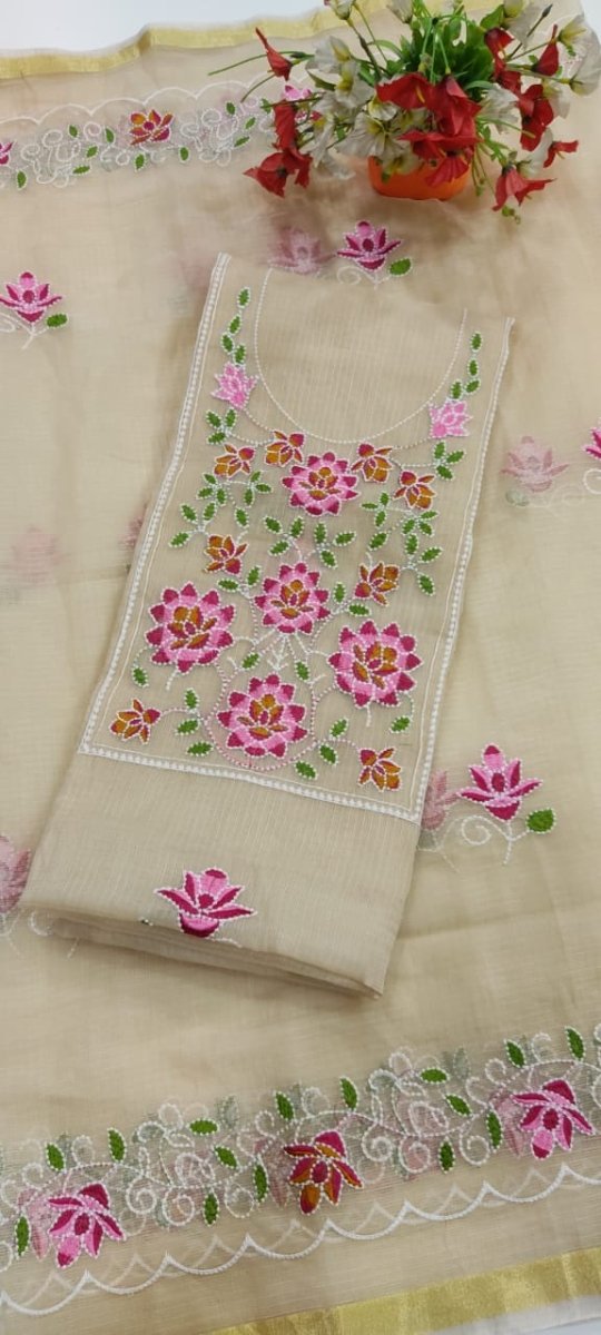 Kota Cotton 3 pc Embroidery Salwar Suit - Leheriya