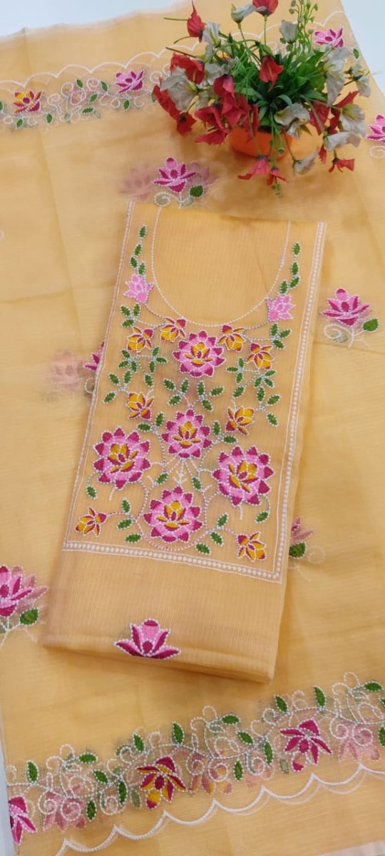 Kota Cotton 3 pc Embroidery Salwar Suit - Leheriya