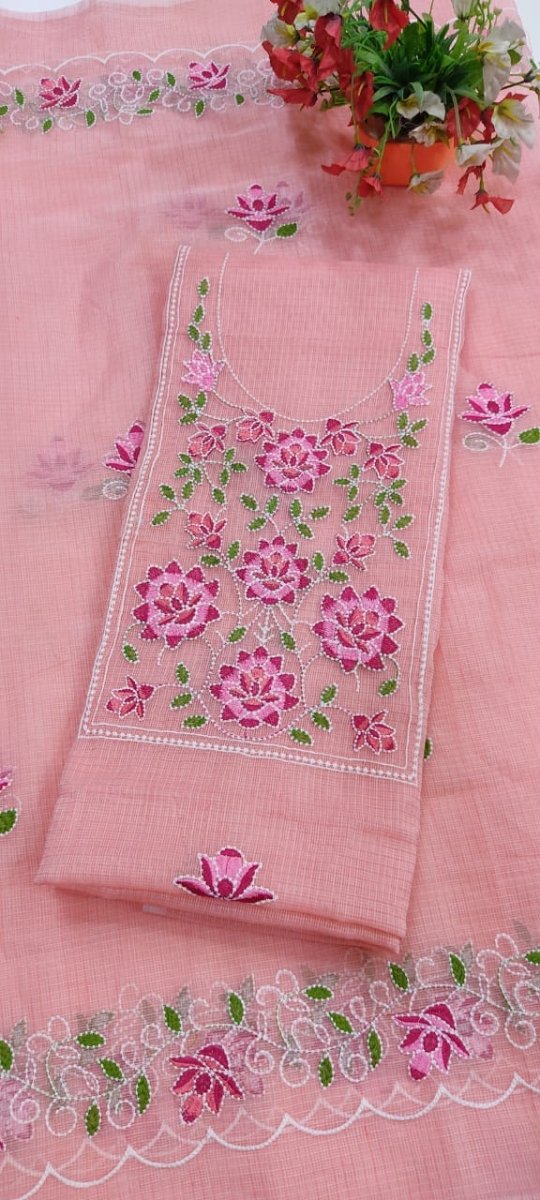 Kota Cotton 3 pc Embroidery Salwar Suit - Leheriya