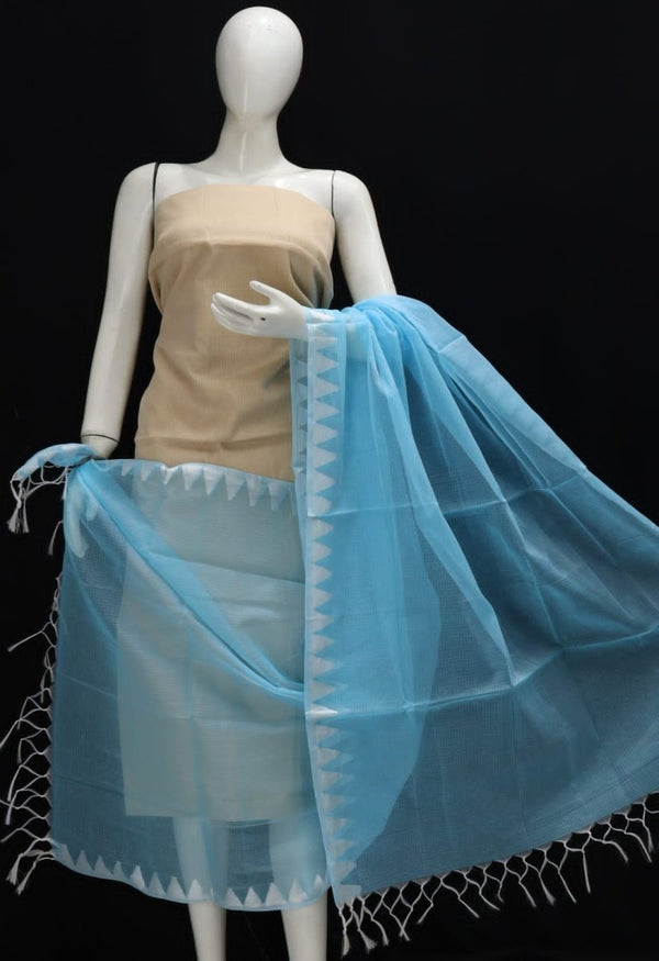Kota Doria 2 pc Salwar Suit With Temple Border Dupatta - Leheriya