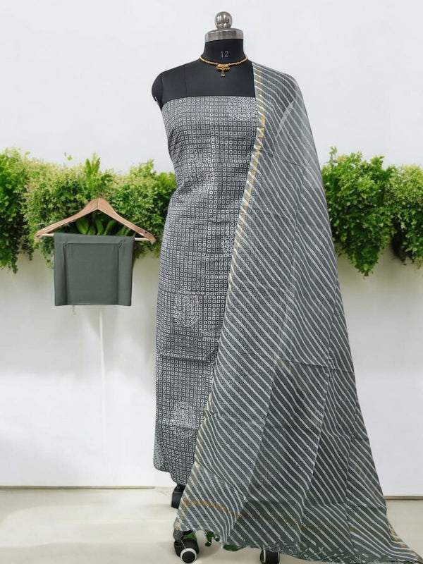 Kota Doria 3 pc Hand Block Print Salwar Suit - Leheriya