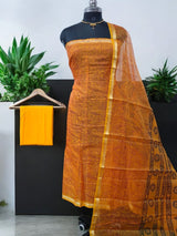 Kota Doria 3 pc Hand Block Print Salwar Suit - Leheriya