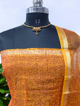 Kota Doria 3 pc Hand Block Print Salwar Suit - Leheriya