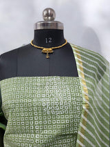 Kota Doria 3 pc Hand Block Print Salwar Suit - Leheriya