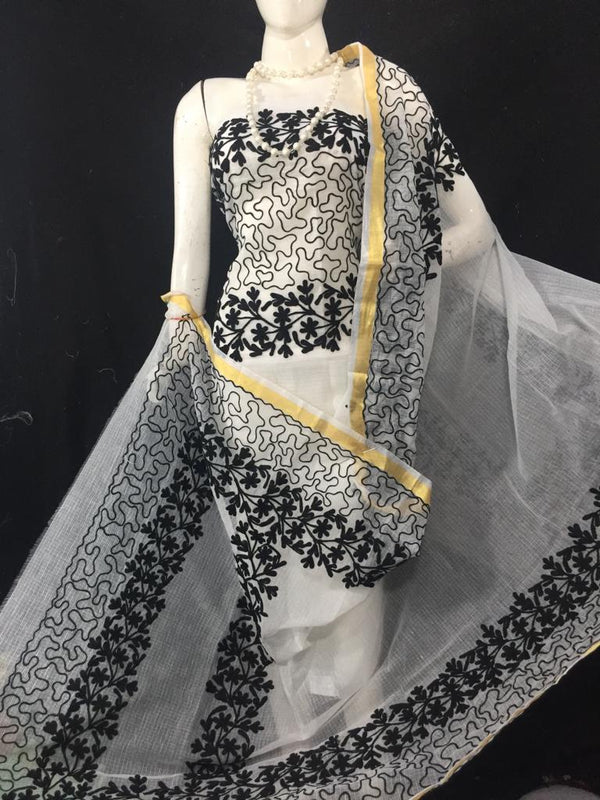 Kota Doria Aari Work Salwar Suits - Leheriya