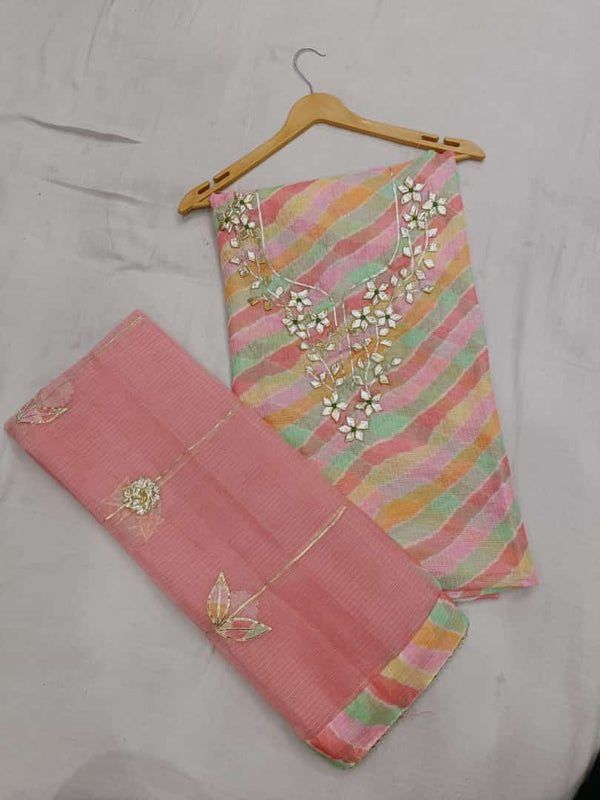 Kota Doria Cotton 2pc Salwar Suit Material - Leheriya