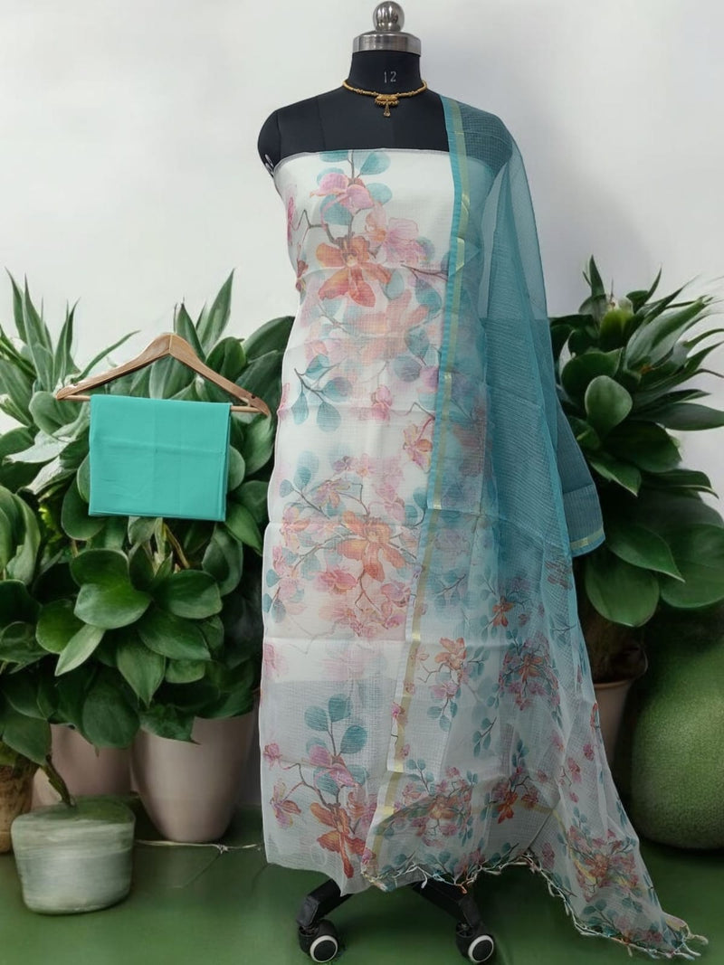 Kota Doria Cotton 3 pc Digital Print Salwar Suit - Leheriya