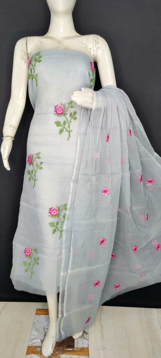 Kota Doria Cotton 3 pc Salwar Suit - Leheriya
