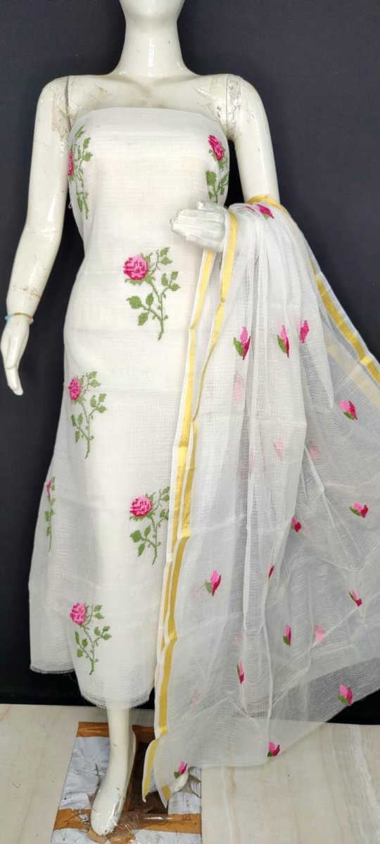 Kota Doria Cotton 3 pc Salwar Suit - Leheriya