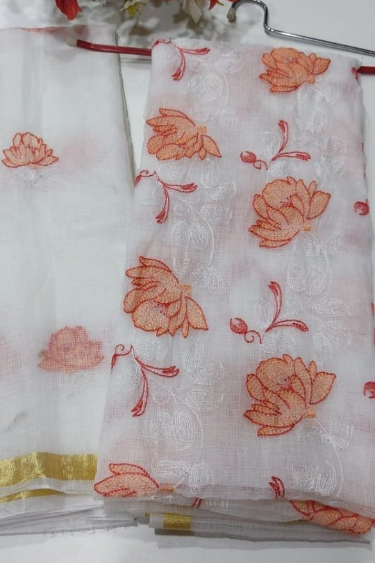 Kota Doria Cotton 3 pc Salwar Suit - Embroidery - Leheriya