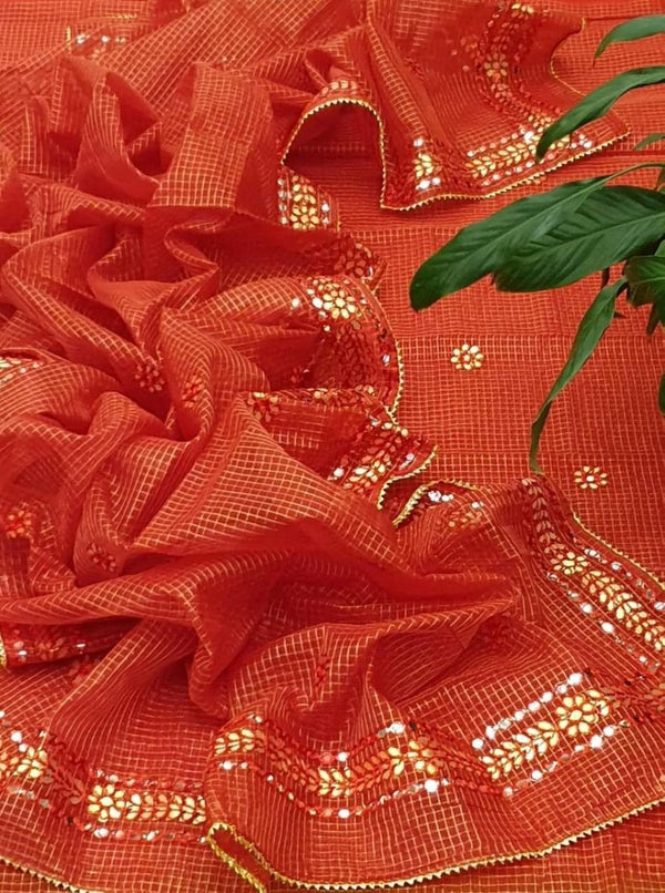 Kota Doria Cotton 3 pc Salwar Suit - Gota Patti - Leheriya