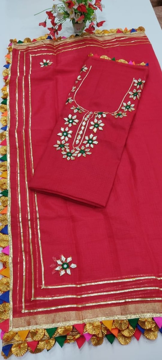 Kota Doria Cotton 3pc Salwar Suit - Leheriya