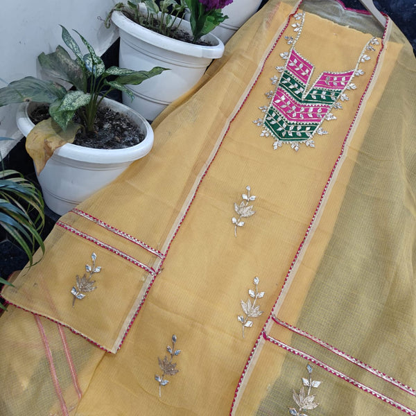 Kota Doria Cotton Gota Patti 2 pc Salwar Suits - Leheriya