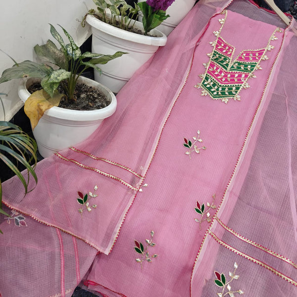 Kota Doria Cotton Gota Patti 2 pc Salwar Suits - Leheriya