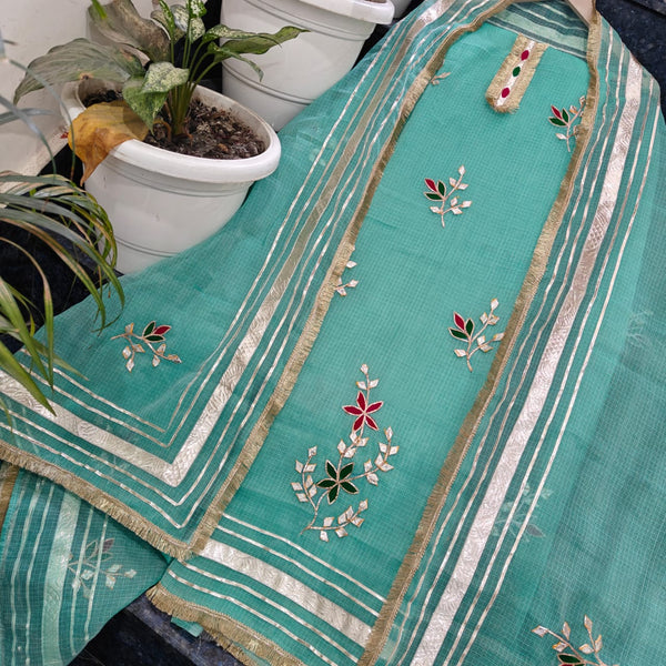 Kota Doria Cotton Gota Patti 2 pc Salwar Suits - Leheriya