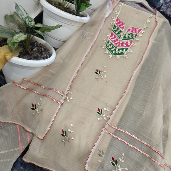 Kota Doria Cotton Gota Patti 2 pc Salwar Suits - Leheriya