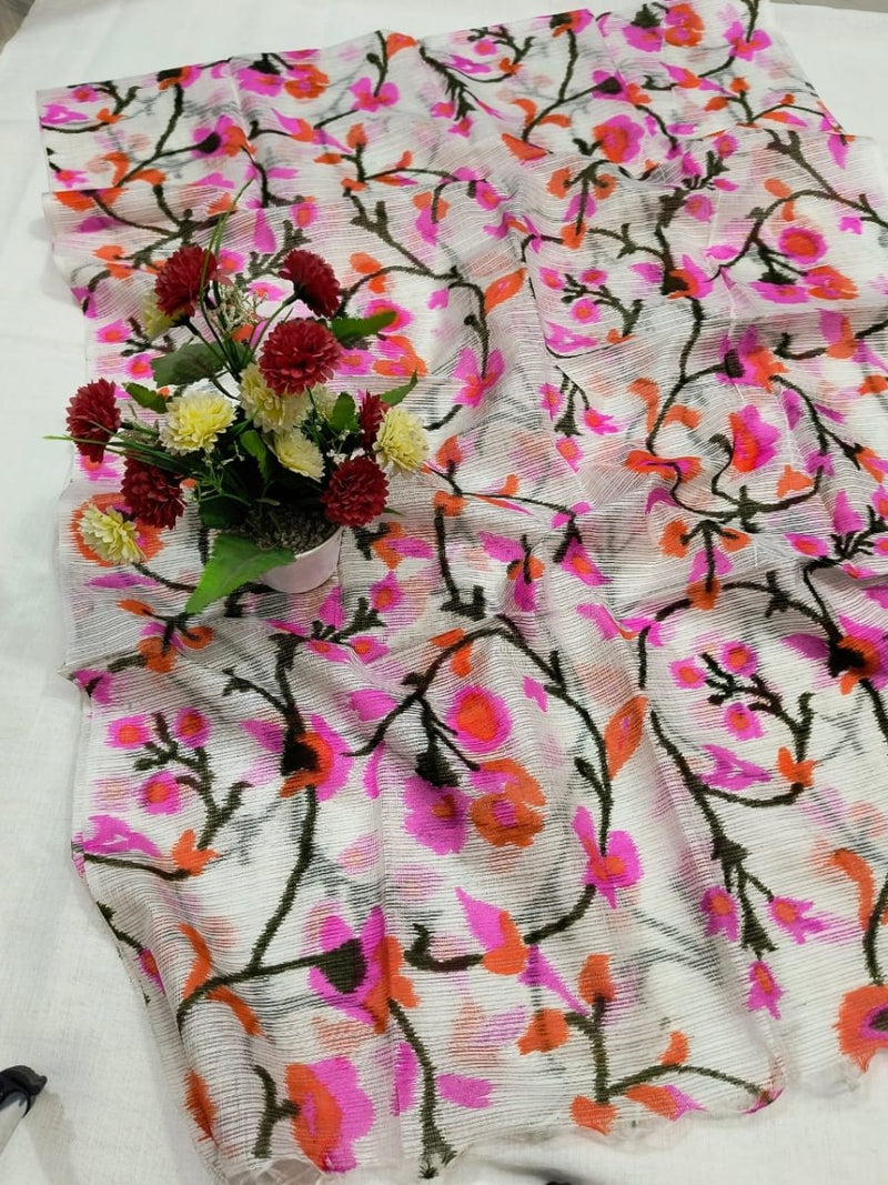 Kota Doria Cotton Madhubani Screen Printed Dupatta - Leheriya