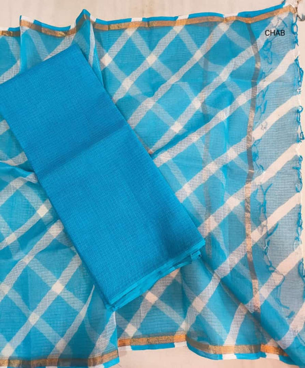 Kota Doria Cotton Salwar Suit | Blue | - Leheriya
