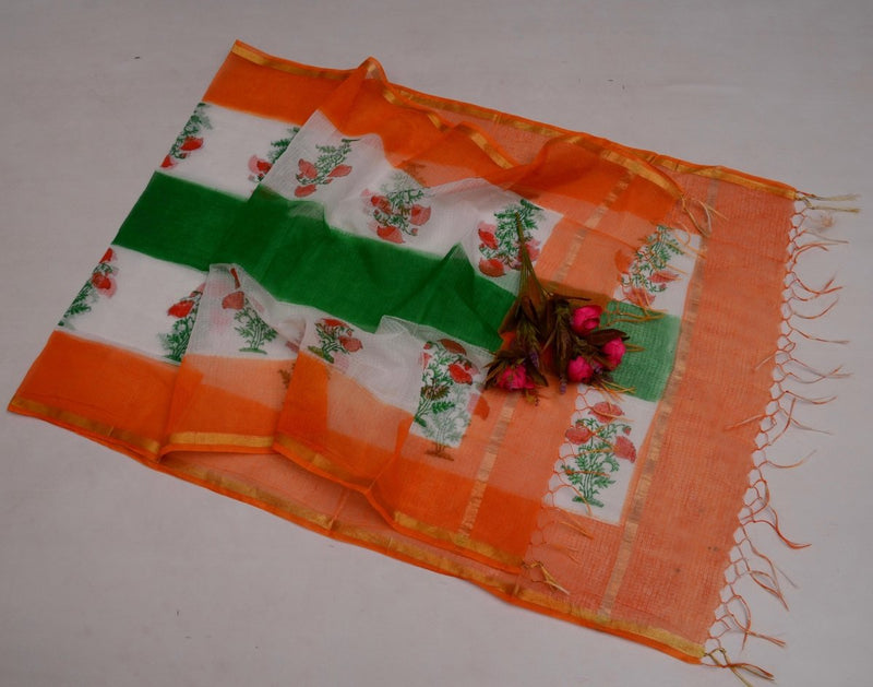 Kota Doria Cotton Tiranga Dupatta - Leheriya