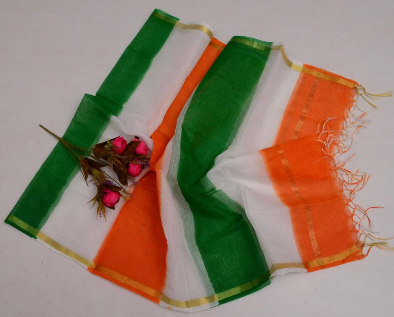 Kota Doria Cotton Tiranga Dupatta - Leheriya