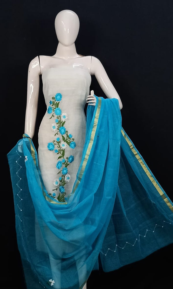 Kota Doria Embroidery Salwar Suit - Leheriya