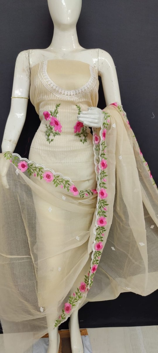 Kota Doria Embroidery Salwar Suit - Leheriya