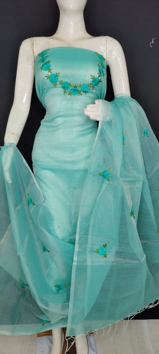 Kota Doria Embroidery Salwar Suit - Leheriya