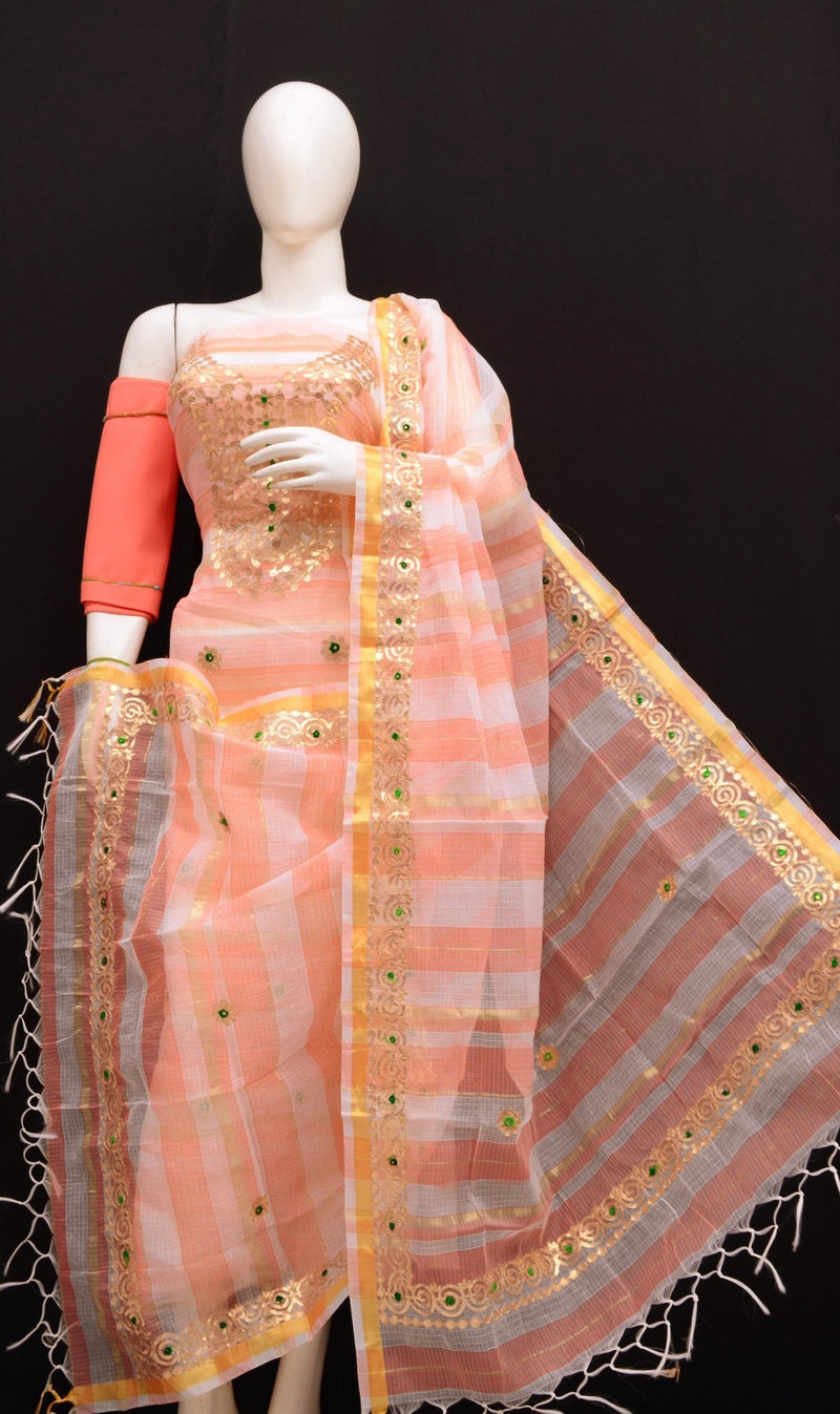 Kota Doria Gotta Patti Work 3 pc Salwar Suits - Leheriya