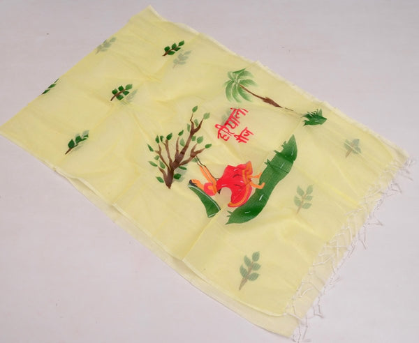 Kota Doria Hand Painting Hariyali Teej Special Dupatta - Leheriya