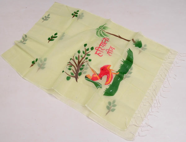 Kota Doria Hand Painting Hariyali Teej Special Dupatta - Leheriya
