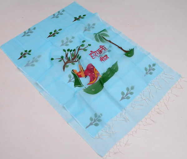 Kota Doria Hand Painting Hariyali Teej Special Dupatta - Leheriya