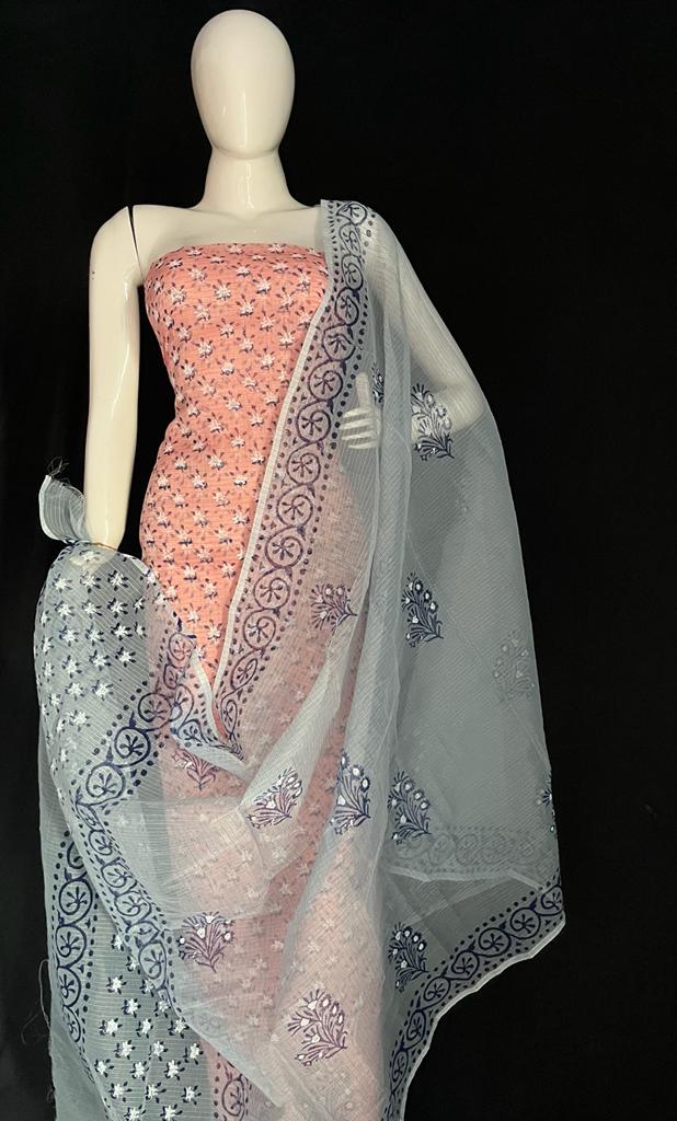 Kota Doria Printed Salwar Suit - Leheriya