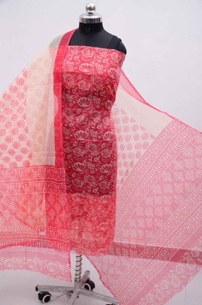 Kota Doria Screen Printed 3 pc Salwar Suit - Leheriya