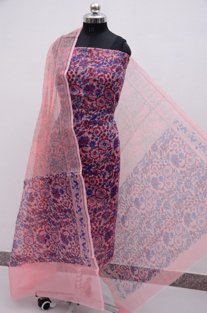Kota Doria Screen Printed 3 pc Salwar Suit - Leheriya