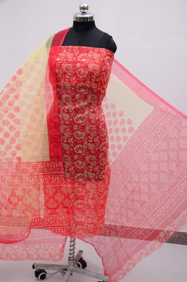 Kota Doria Screen Printed 3 pc Salwar Suit - Leheriya