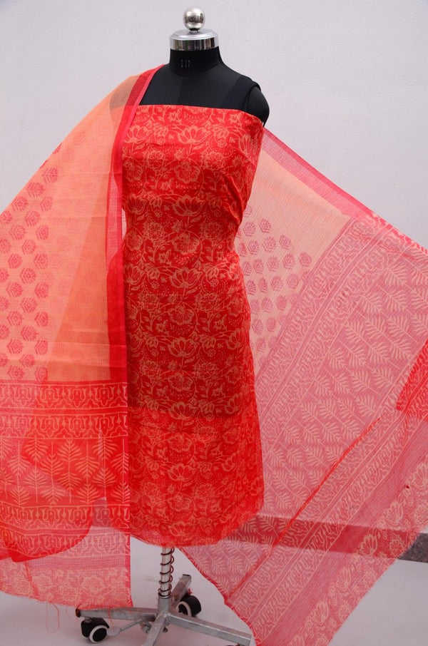 Kota Doria Screen Printed 3 pc Salwar Suit - Leheriya