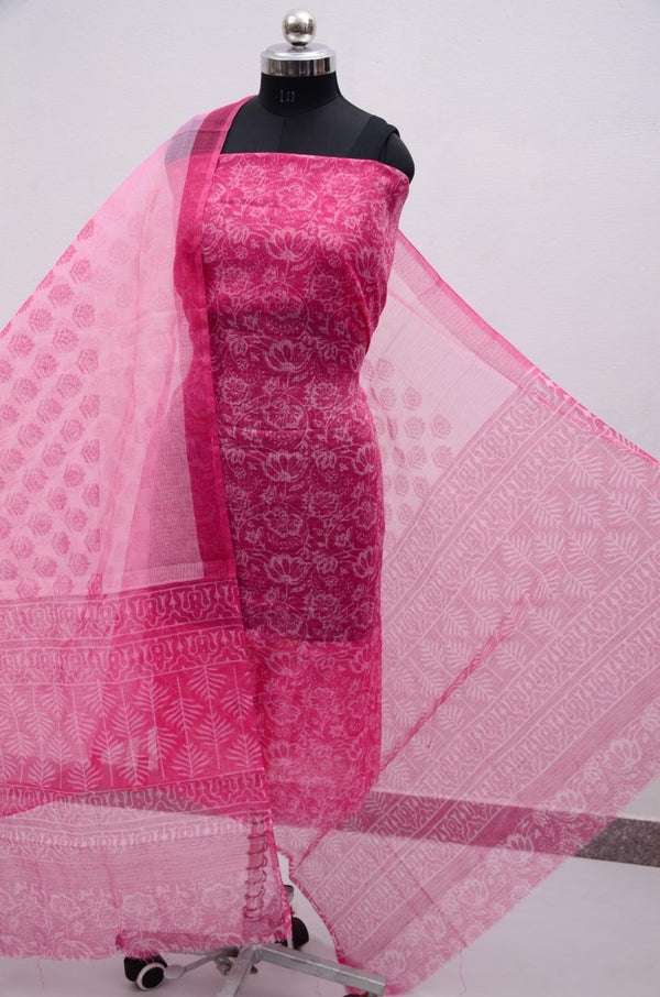 Kota Doria Screen Printed 3 pc Salwar Suit - Leheriya