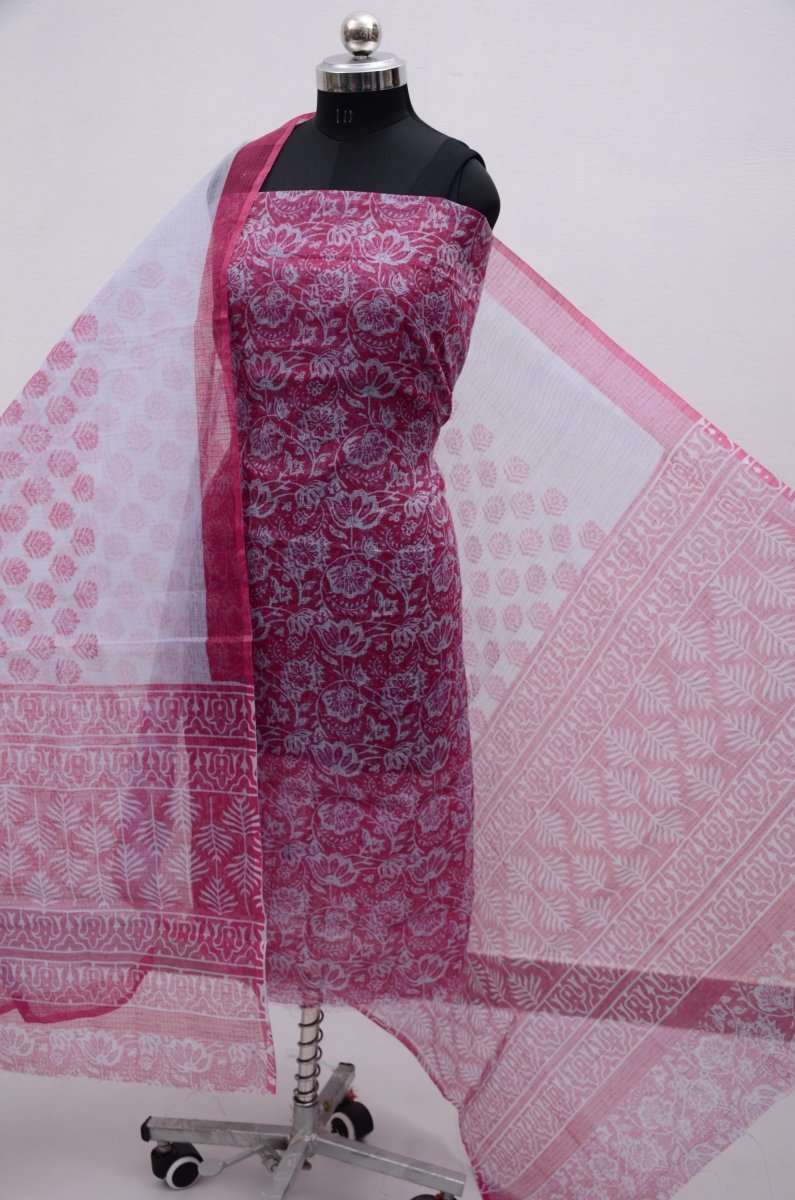 Kota Doria Screen Printed 3 pc Salwar Suit - Leheriya