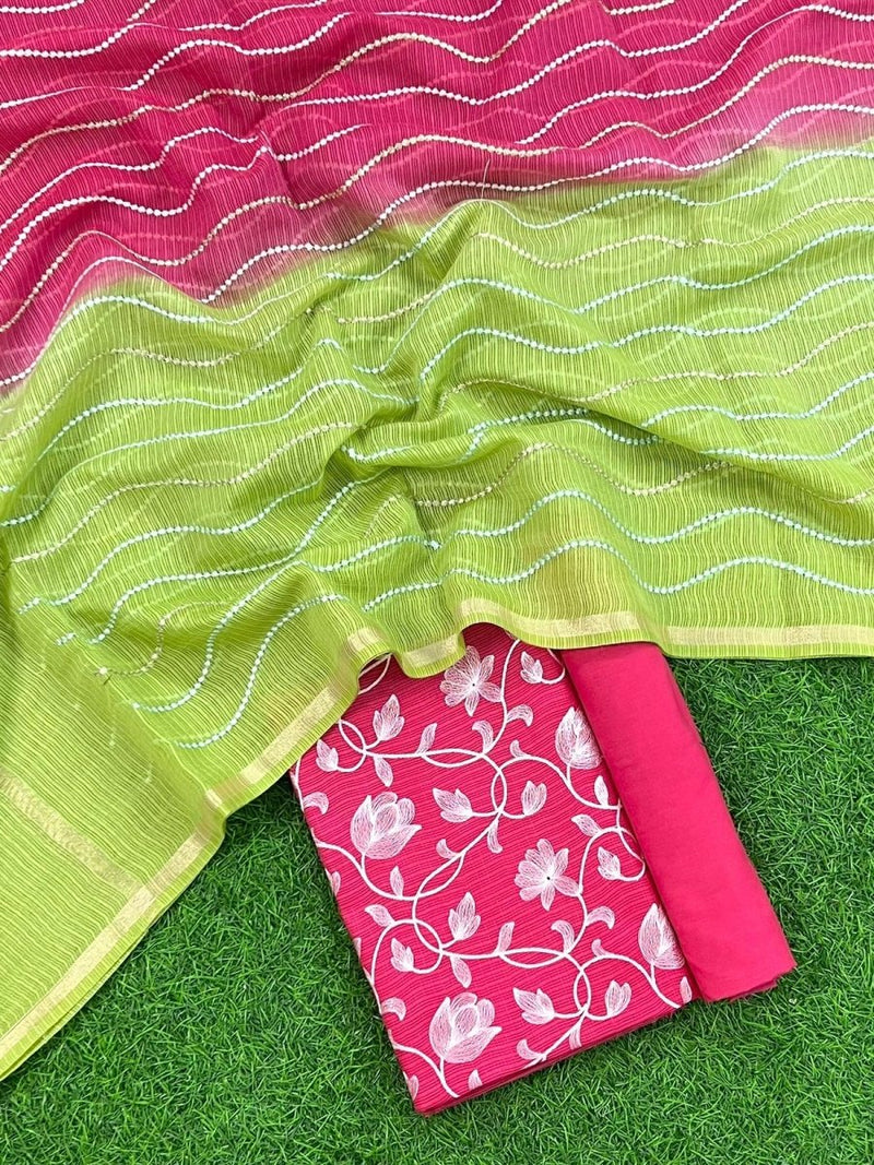 Kota Doria Unstitched Salwar Suit - Leheriya