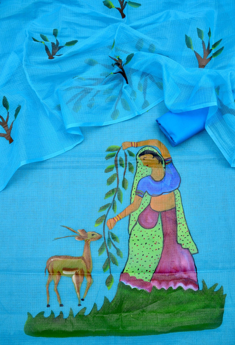 Kota Hand Painted 3 pc Salwar Suit - Leheriya