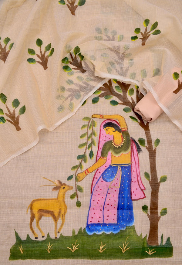 Kota Hand Painted 3 pc Salwar Suit - Leheriya