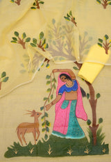 Kota Hand Painted 3 pc Salwar Suit - Leheriya
