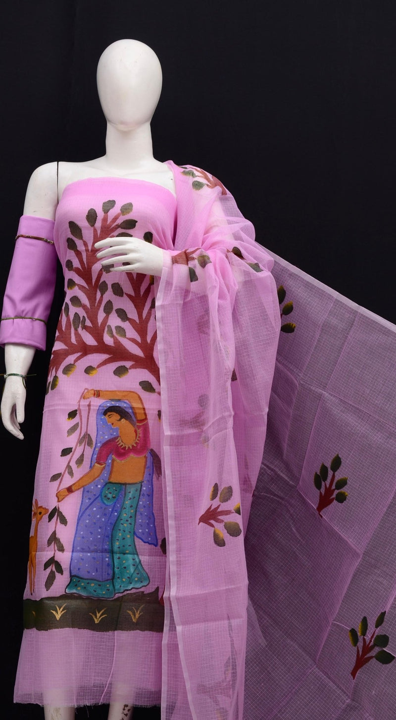 Kota Hand Painted 3 pc Salwar Suit - Leheriya