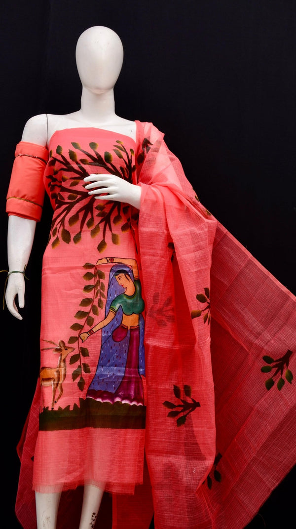 Kota Hand Painted 3 pc Salwar Suit - Leheriya